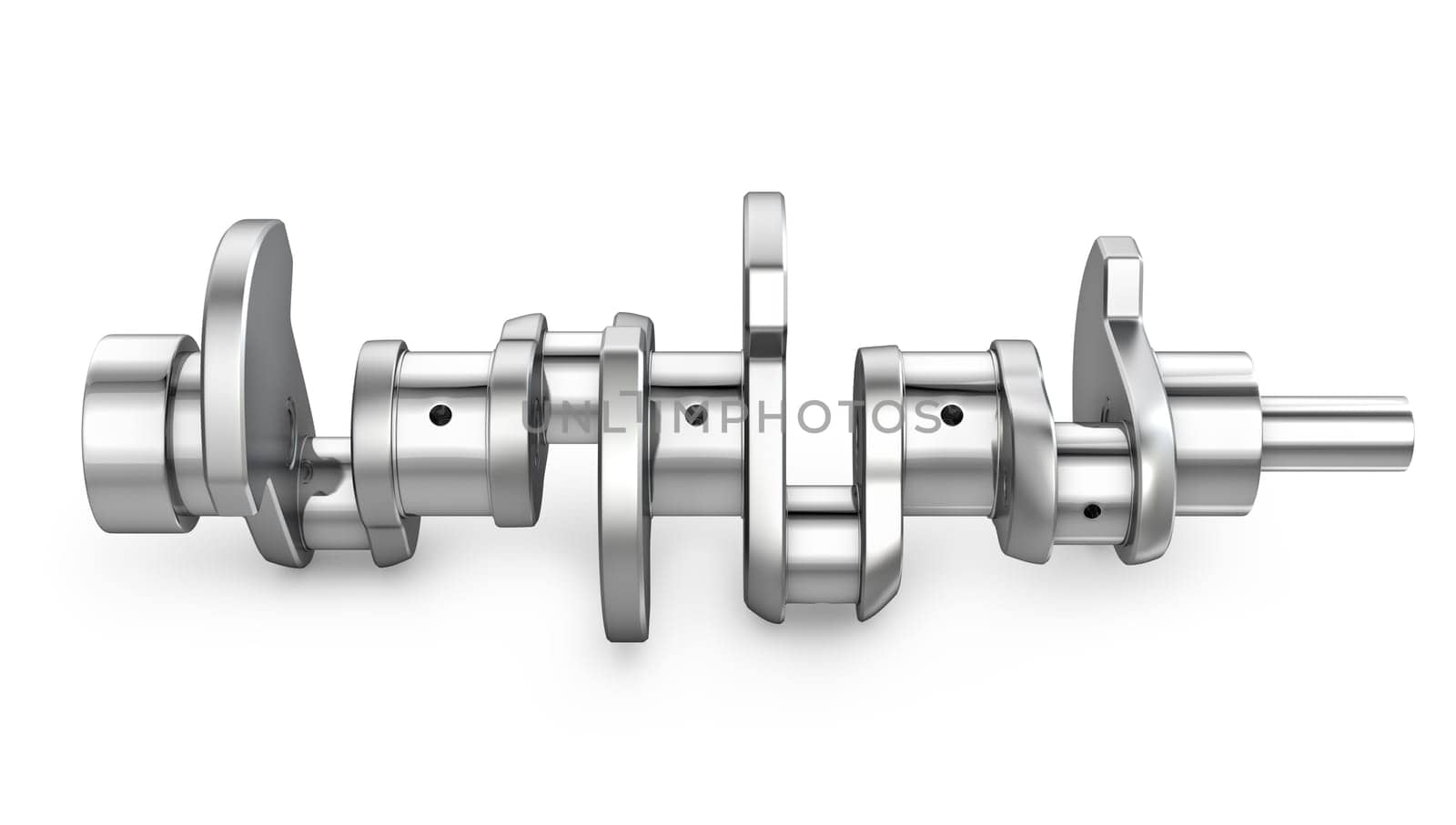 Shiny meta crankshaft, isolated on white background