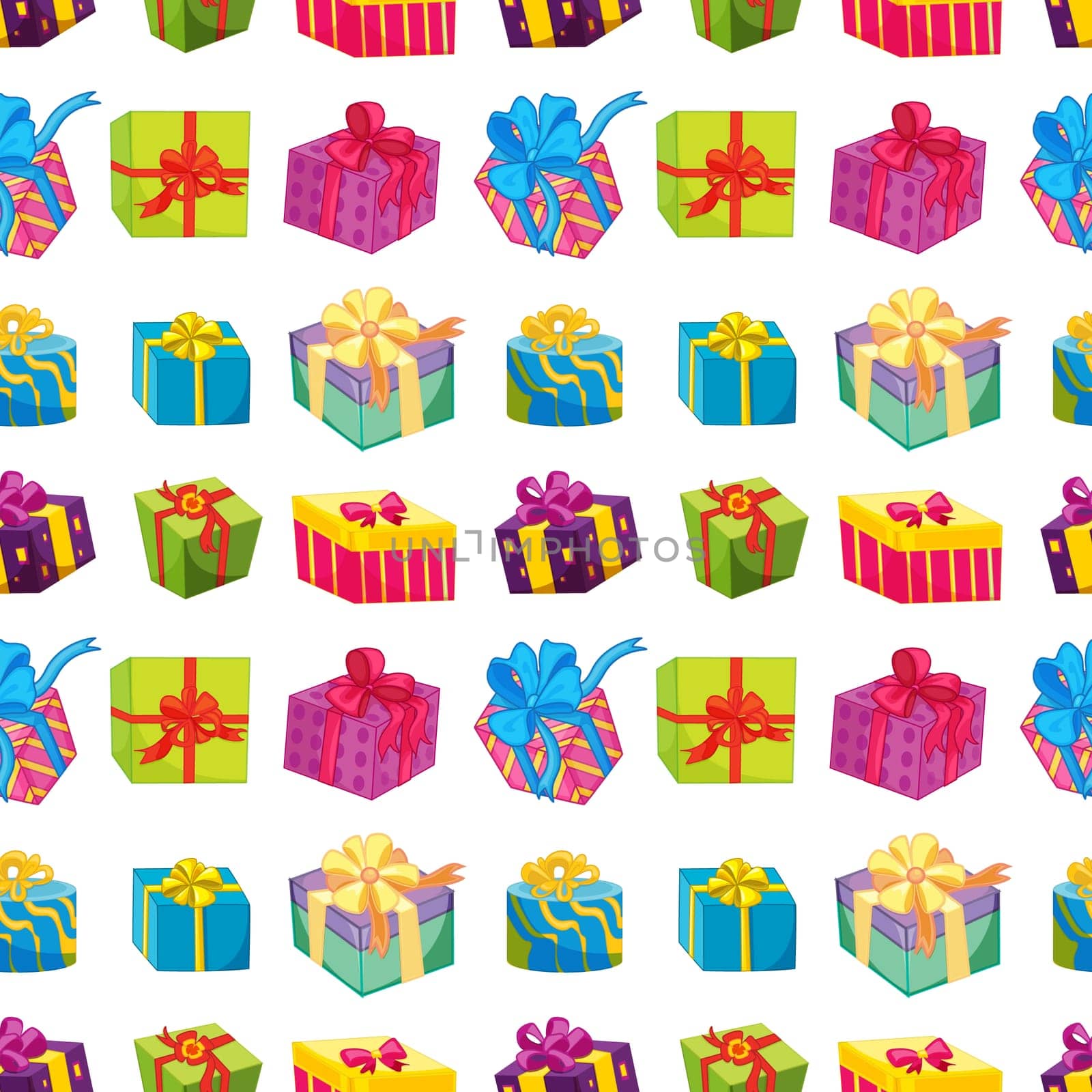 illustration of various gift boxes on a white background