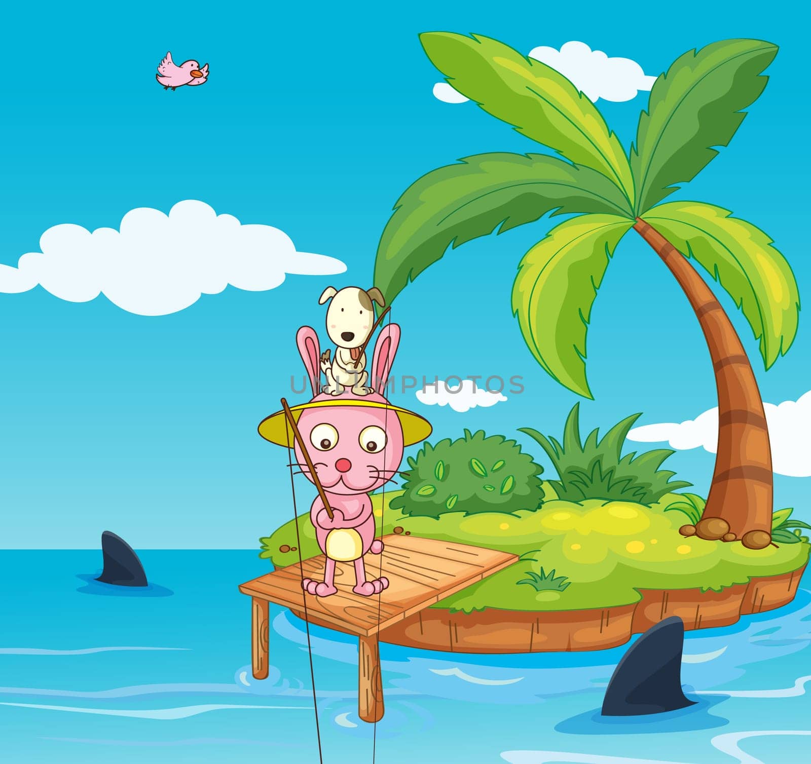 illustration of an island in a beautiful nature