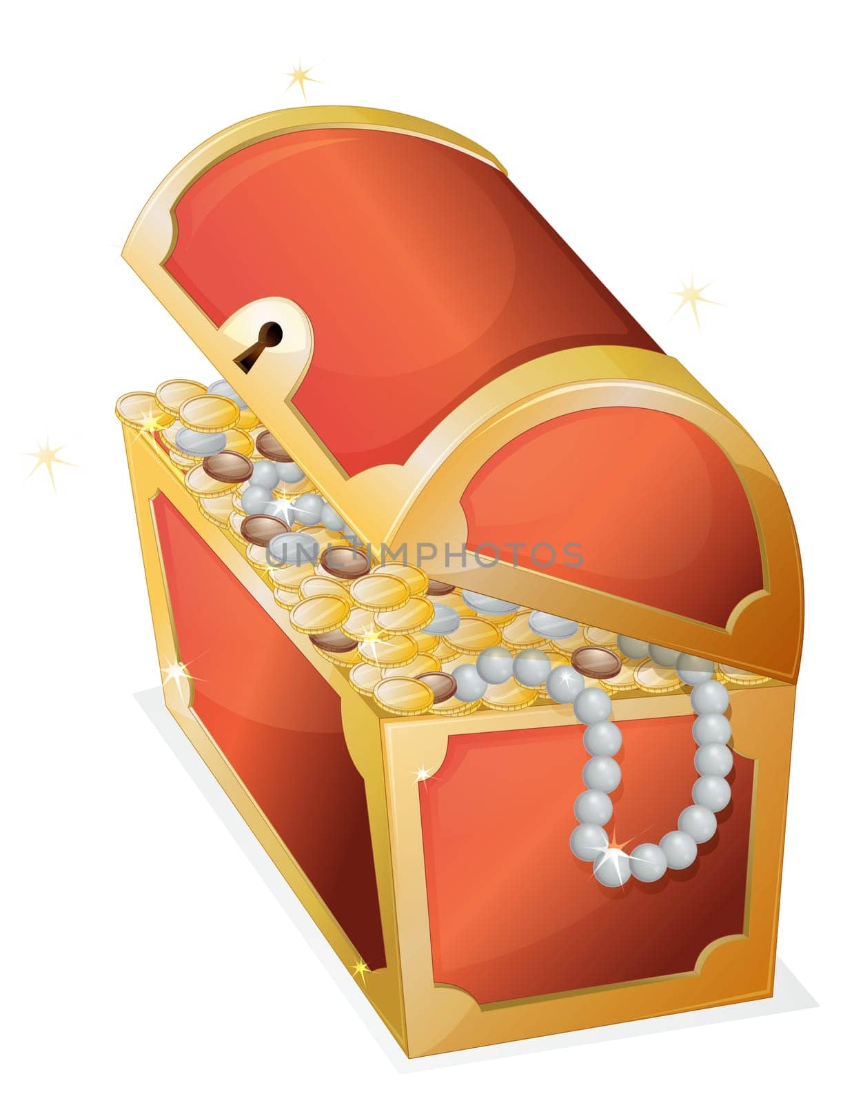 illustration of a jewellery and a box on a white background