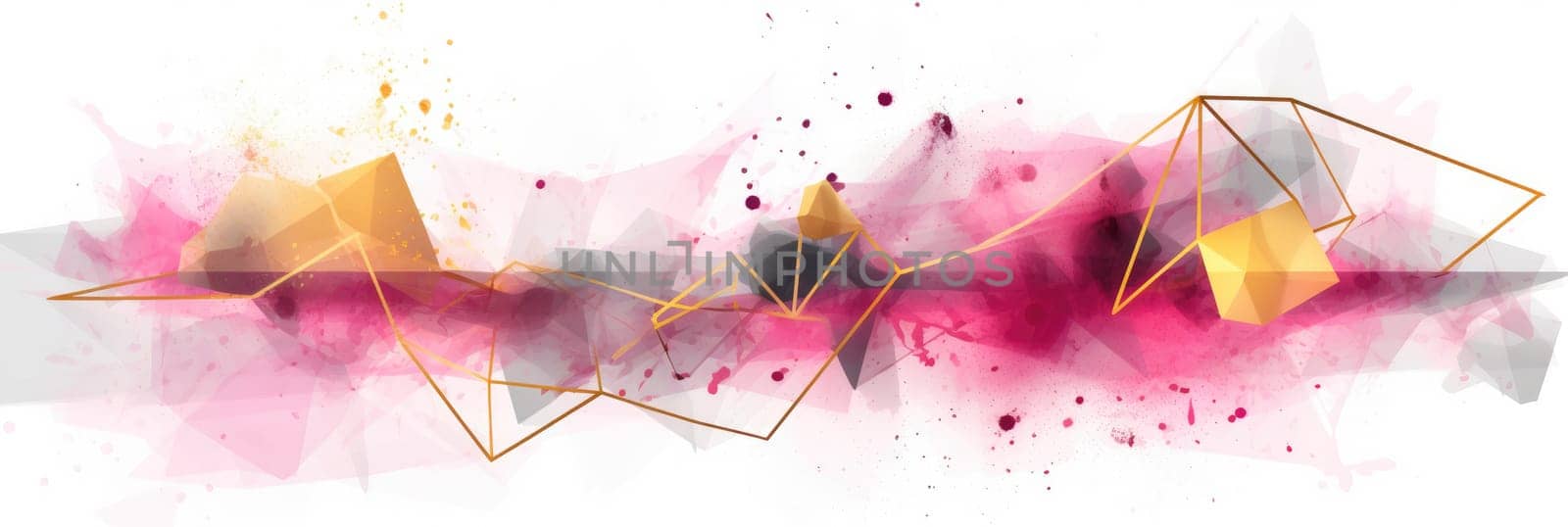 Abstract watercolor artwork mixed with buzzy geometric shapes for background of social media banner generative AI image