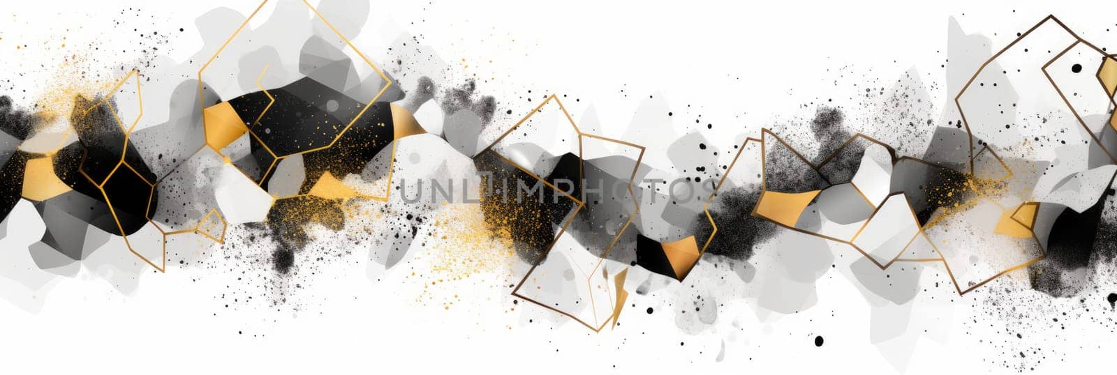 Abstract watercolor artwork mixed with buzzy geometric shapes for background of social media banner generative AI image