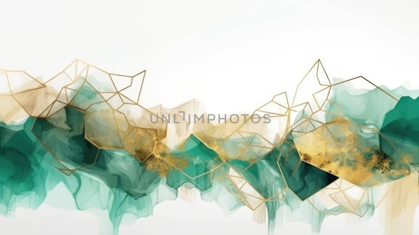 Abstract watercolor artwork mixed with buzzy geometric shapes for background of social media banner generative AI image