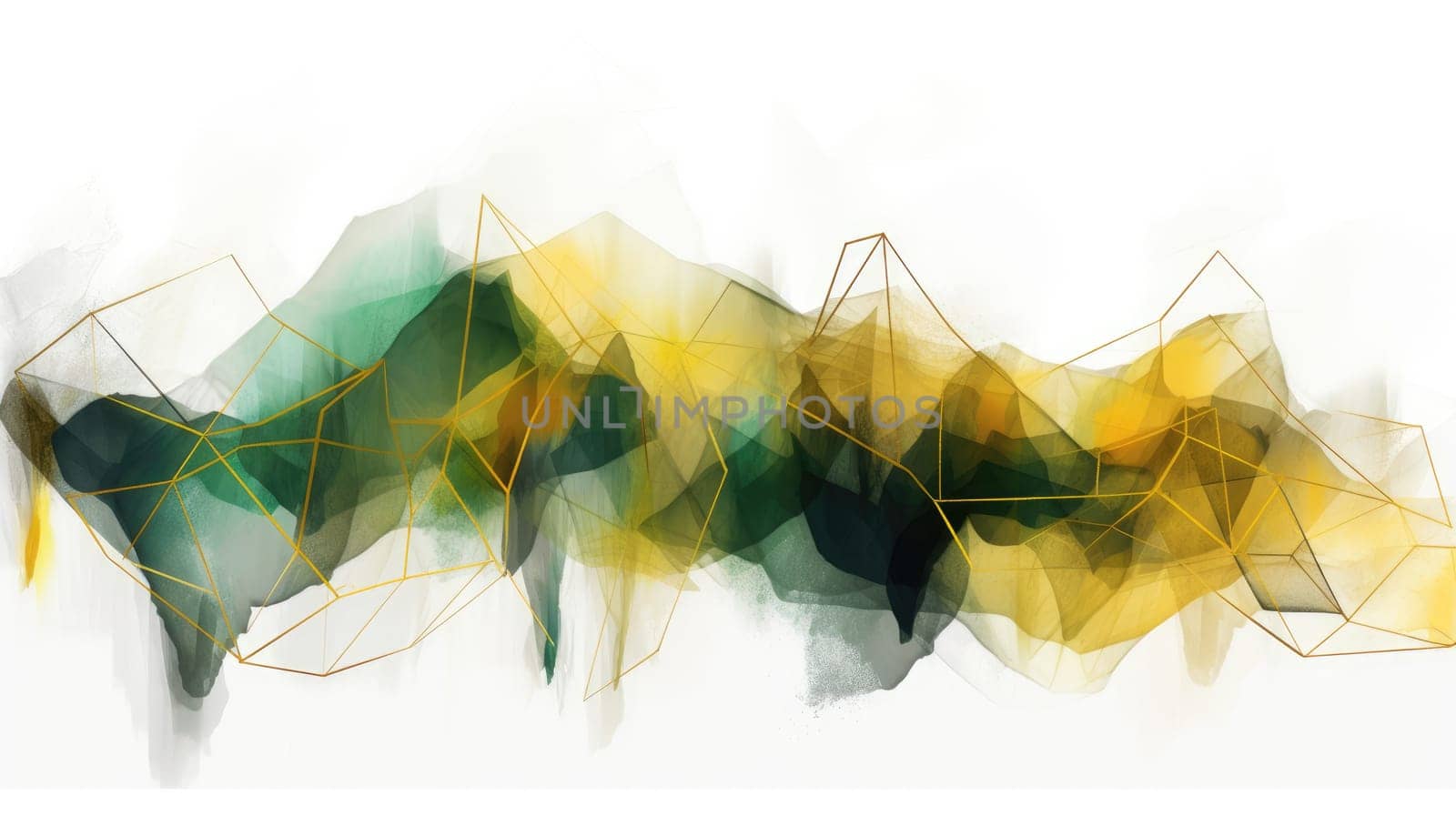 Abstract watercolor artwork mixed with buzzy geometric shapes for background of social media banner generative AI image