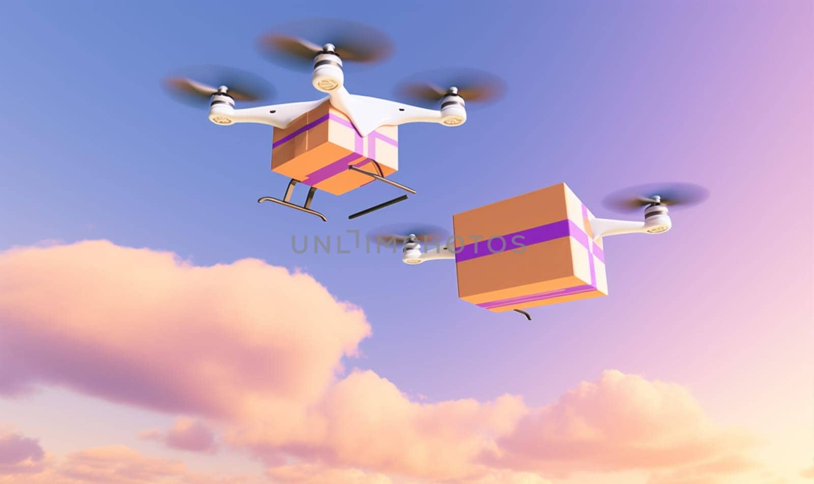 technology cargo air helicopter fly fast aircraft drone blue delivery. Generative AI. by Vichizh