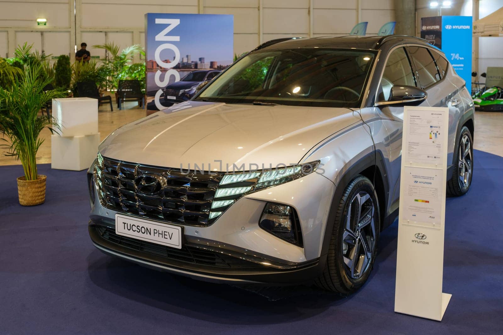 Lisbon, Portugal - May 12, 2023: Hyundai Tucson Phev hybrid car on display at ECAR SHOW - Hybrid and Electric Motor Show