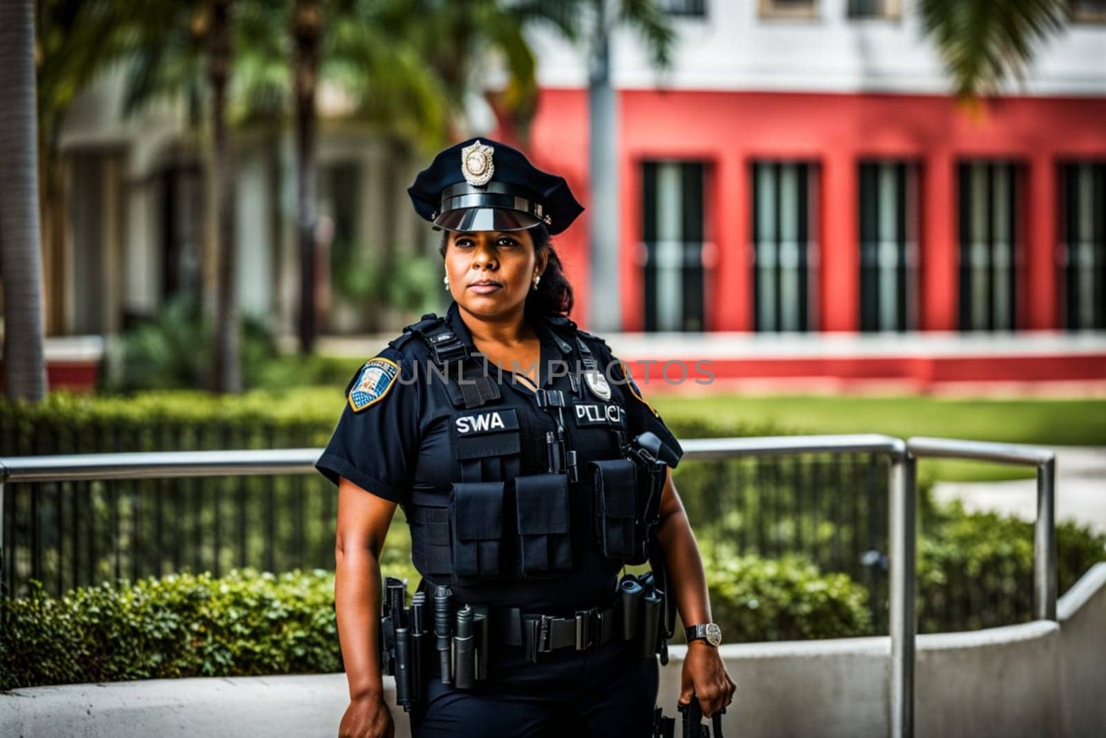 police officers at work in the city, daytime, on duty generative ai art