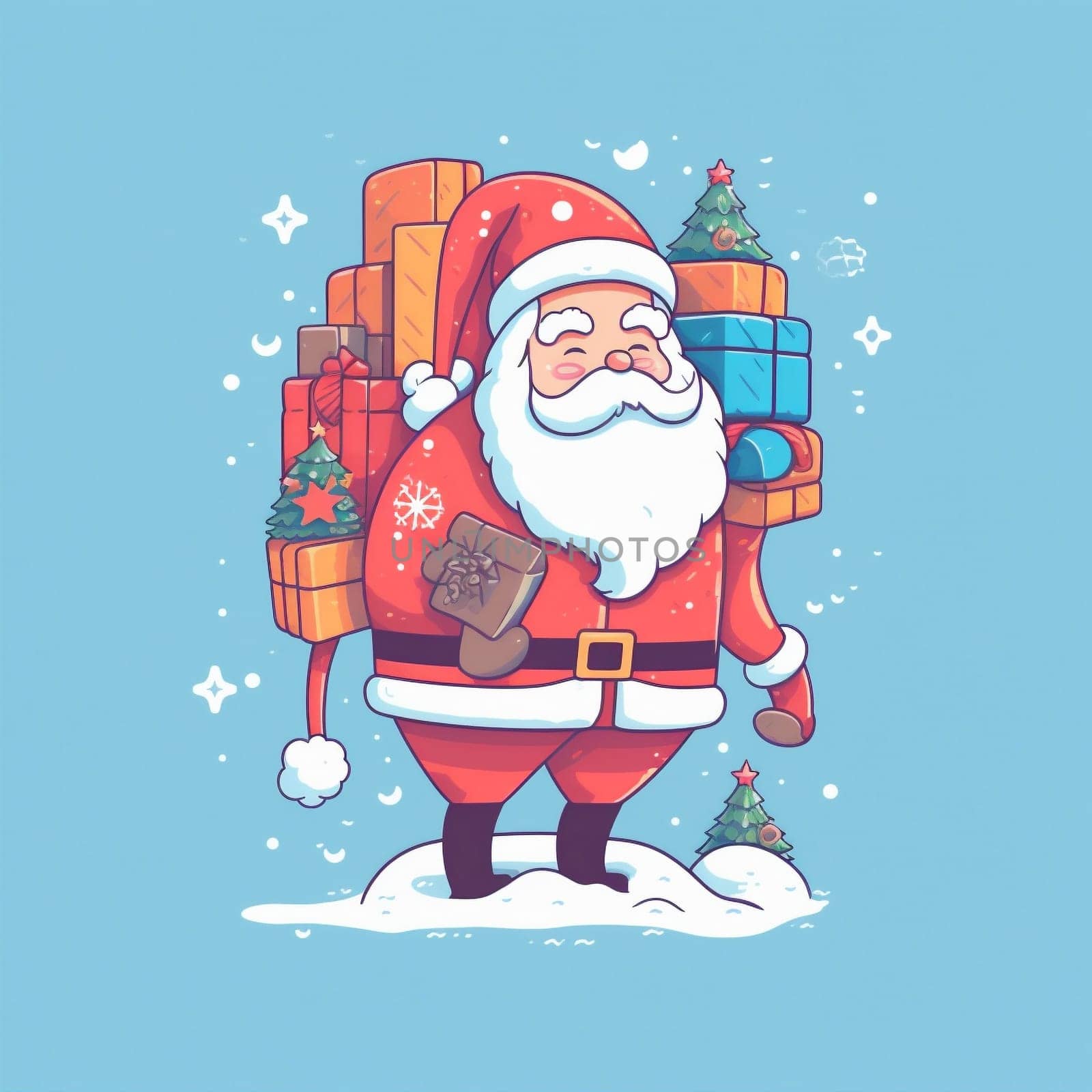 gift christmas cartoon present claus holiday illustration red santa winter. Generative AI. by Vichizh