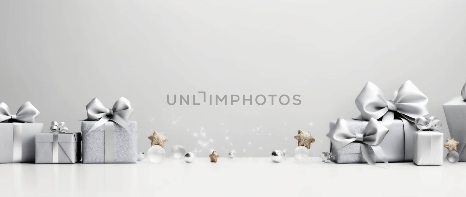 decoration gift gold surprise present christmas happy box white holiday. Generative AI. by Vichizh