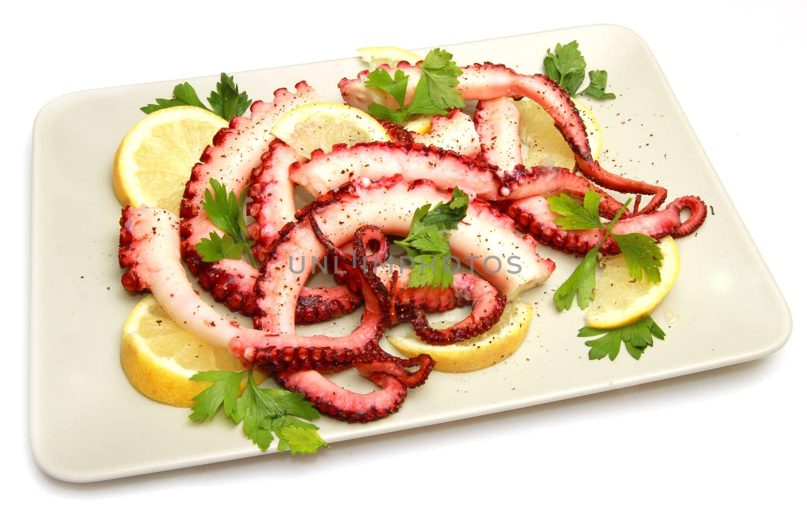 octopus salad with lemon and pepper