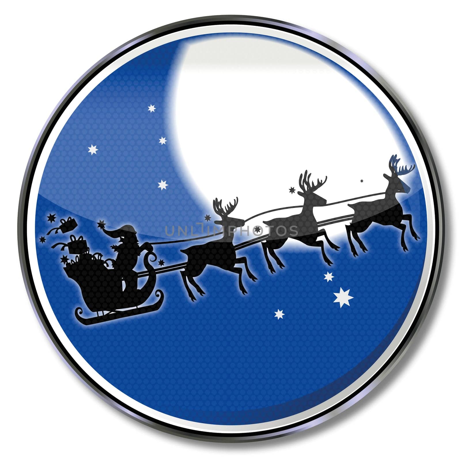 Christmas St. Nicholas and reindeer in front of the moon