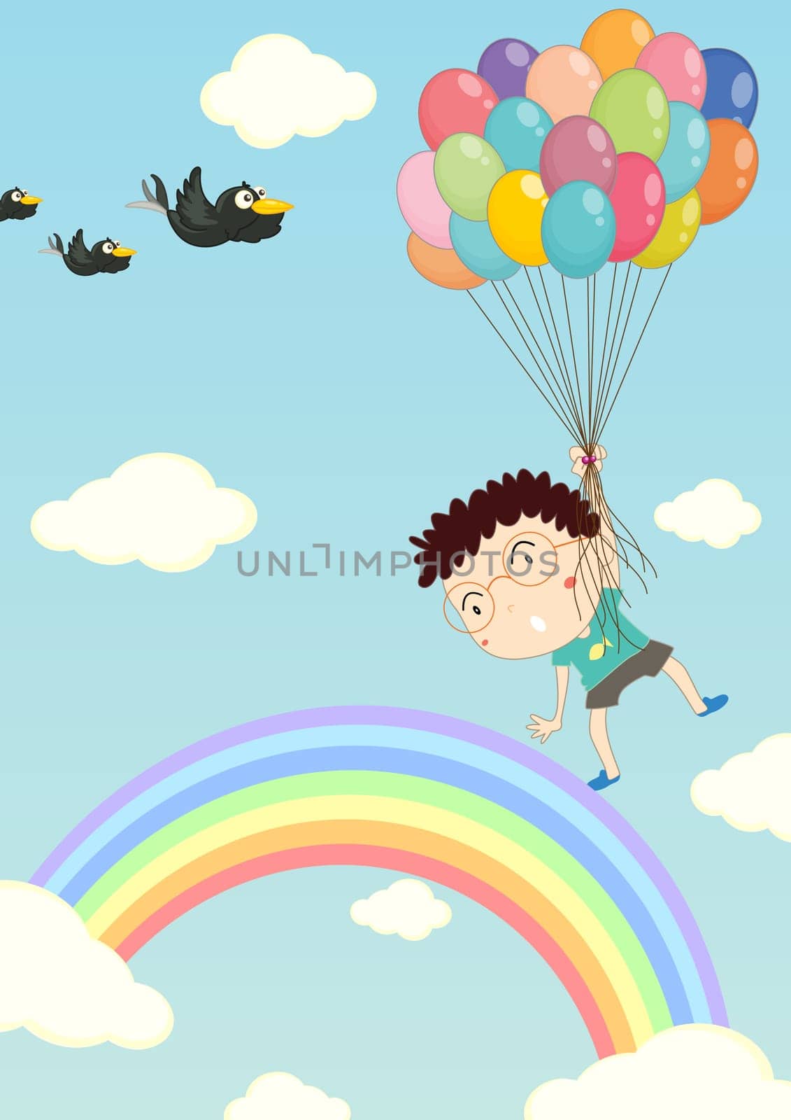 Illustration of boy and balloons