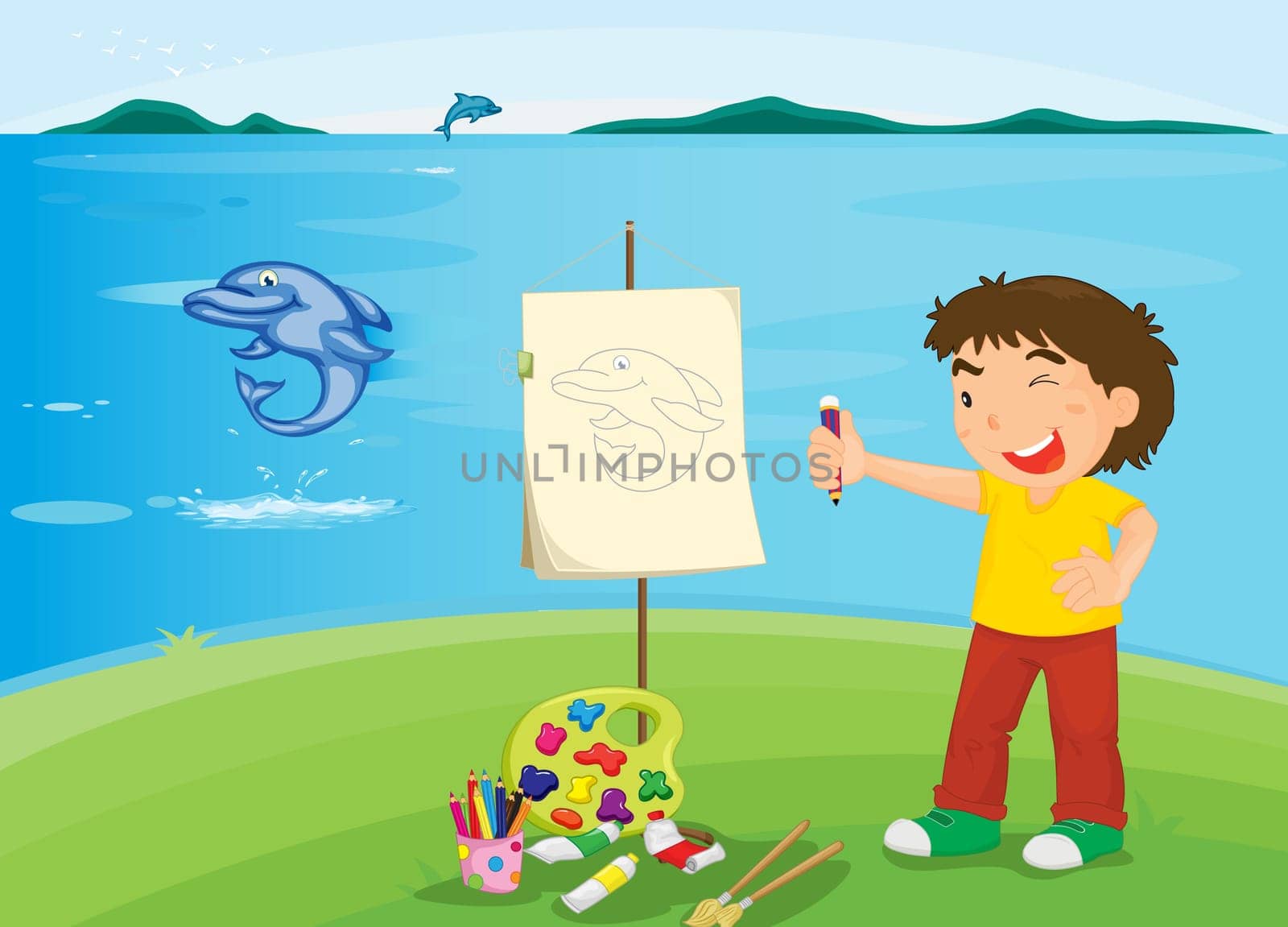 illustration of a boy on a white background