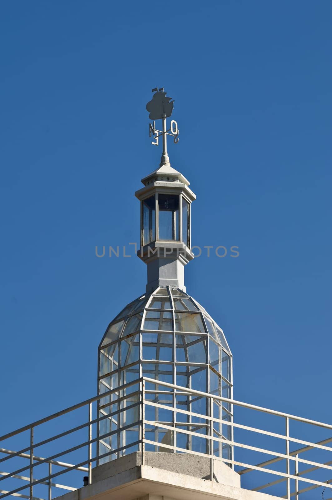 Dome of the deactivated lighthouse at the ferry terminal of Belem, Lisbon, Portugal