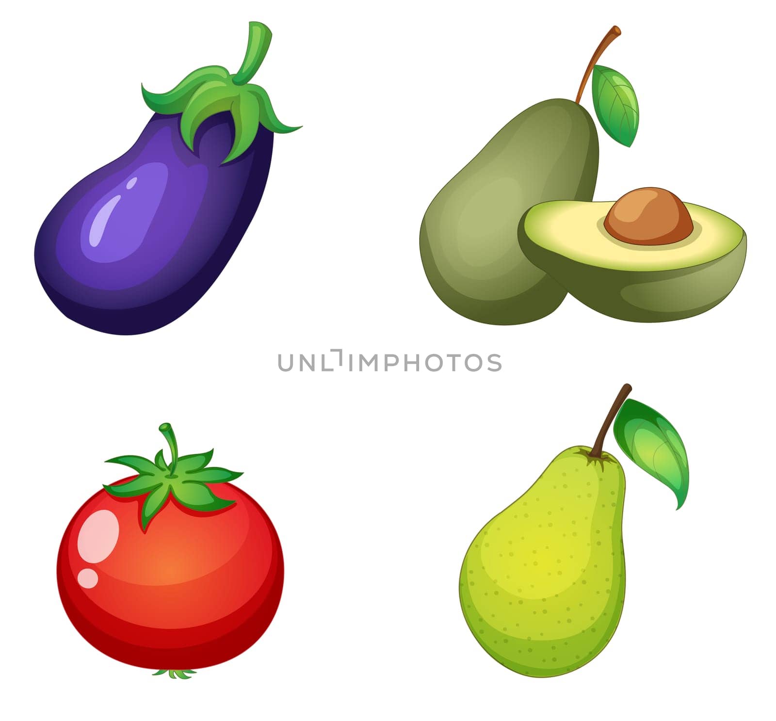 Illustration of fruits and vegetable on a white background