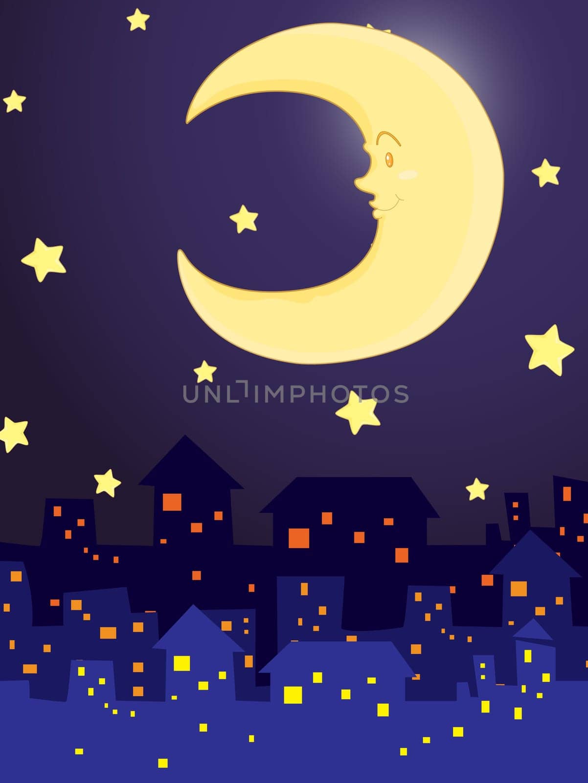 night scene illustration with stars