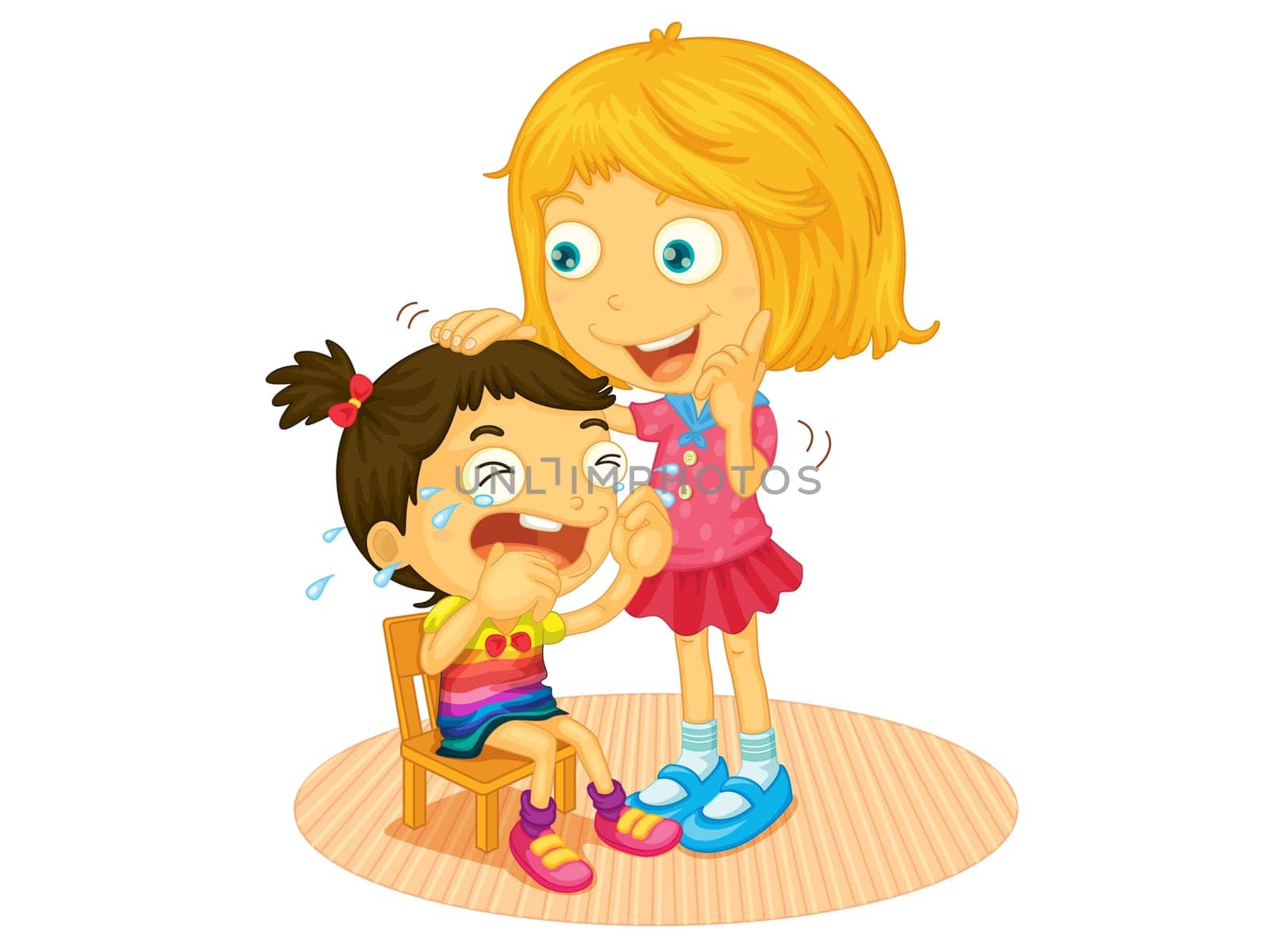 Illustration of a girl crying