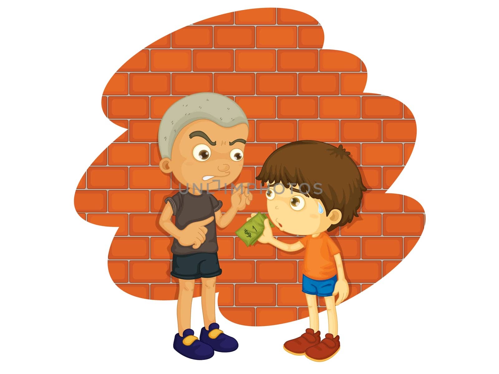 Illustration of a bully and a child