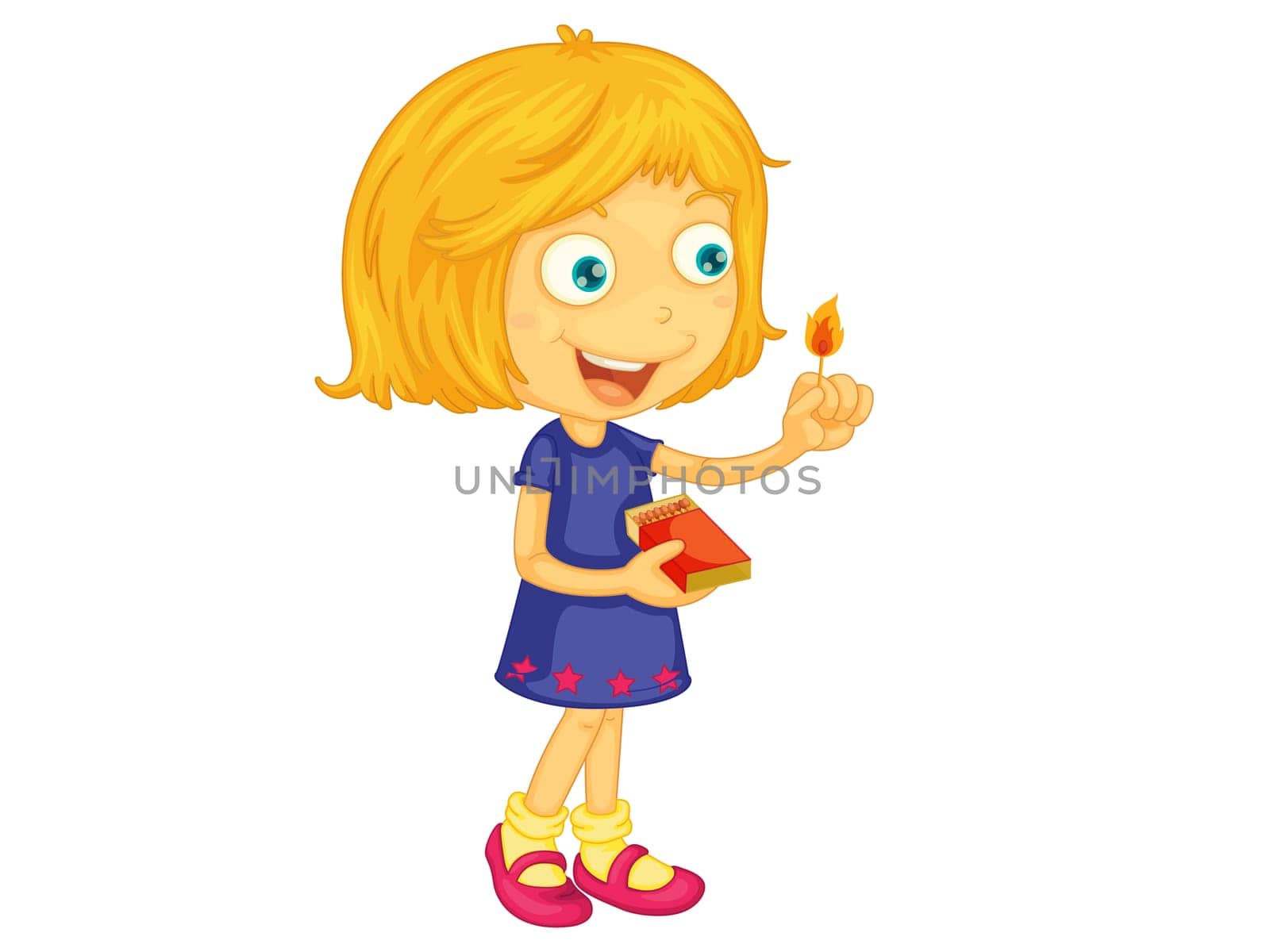 Illustration of a girl lighting a match