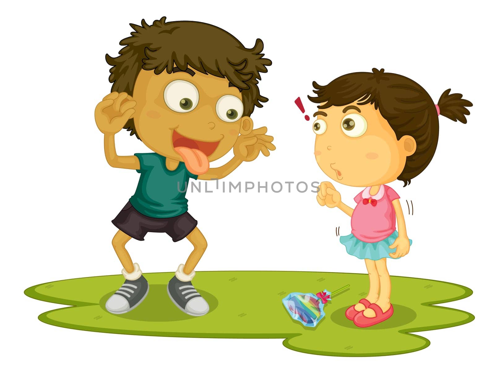 Older brother teasing his sister