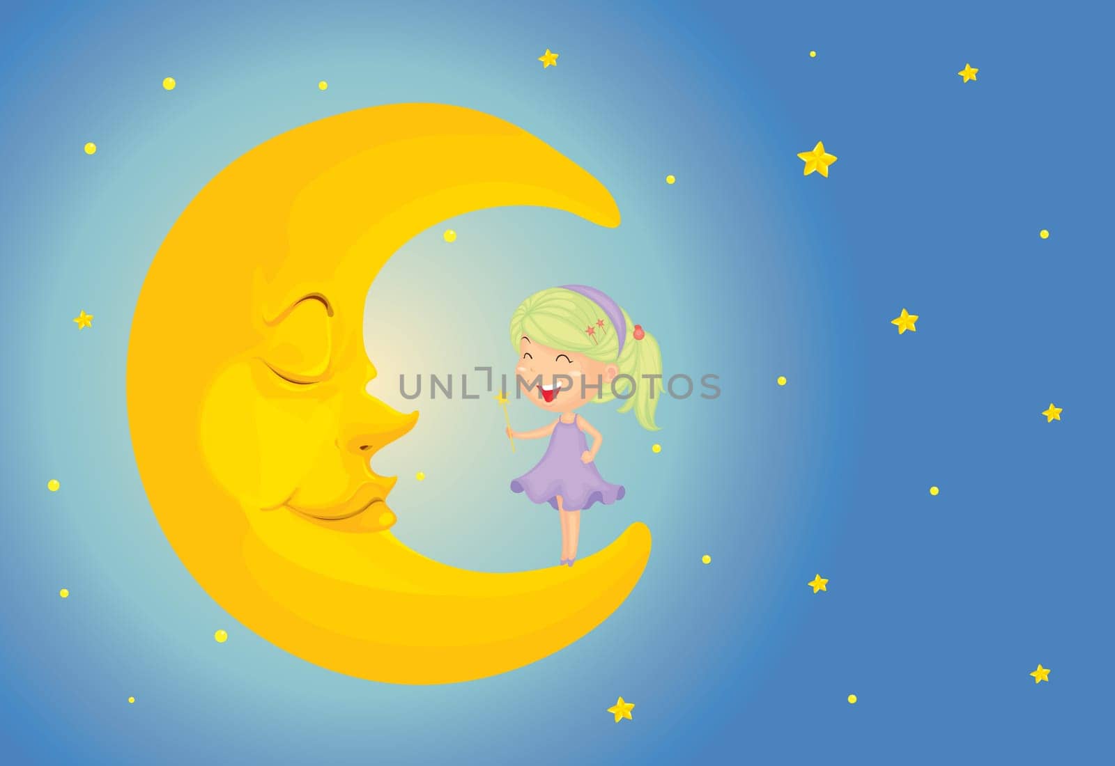 Illustration of a sleeping moon
