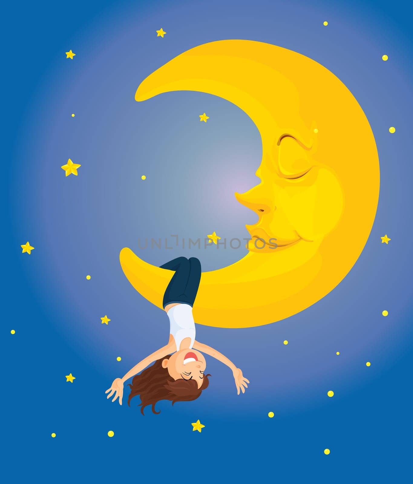 Illustration of hanging on the moon