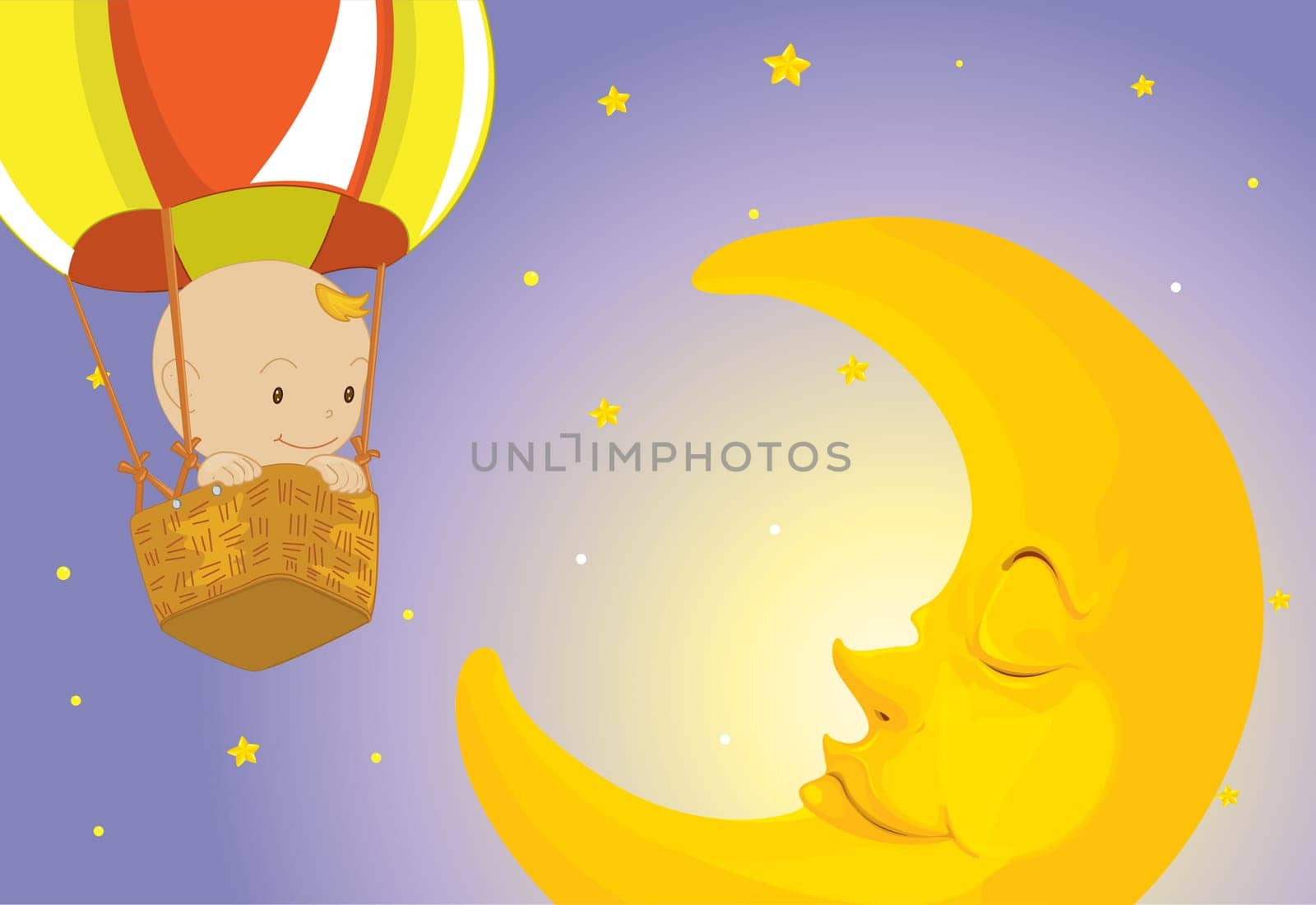 Illustration of baby on the moon