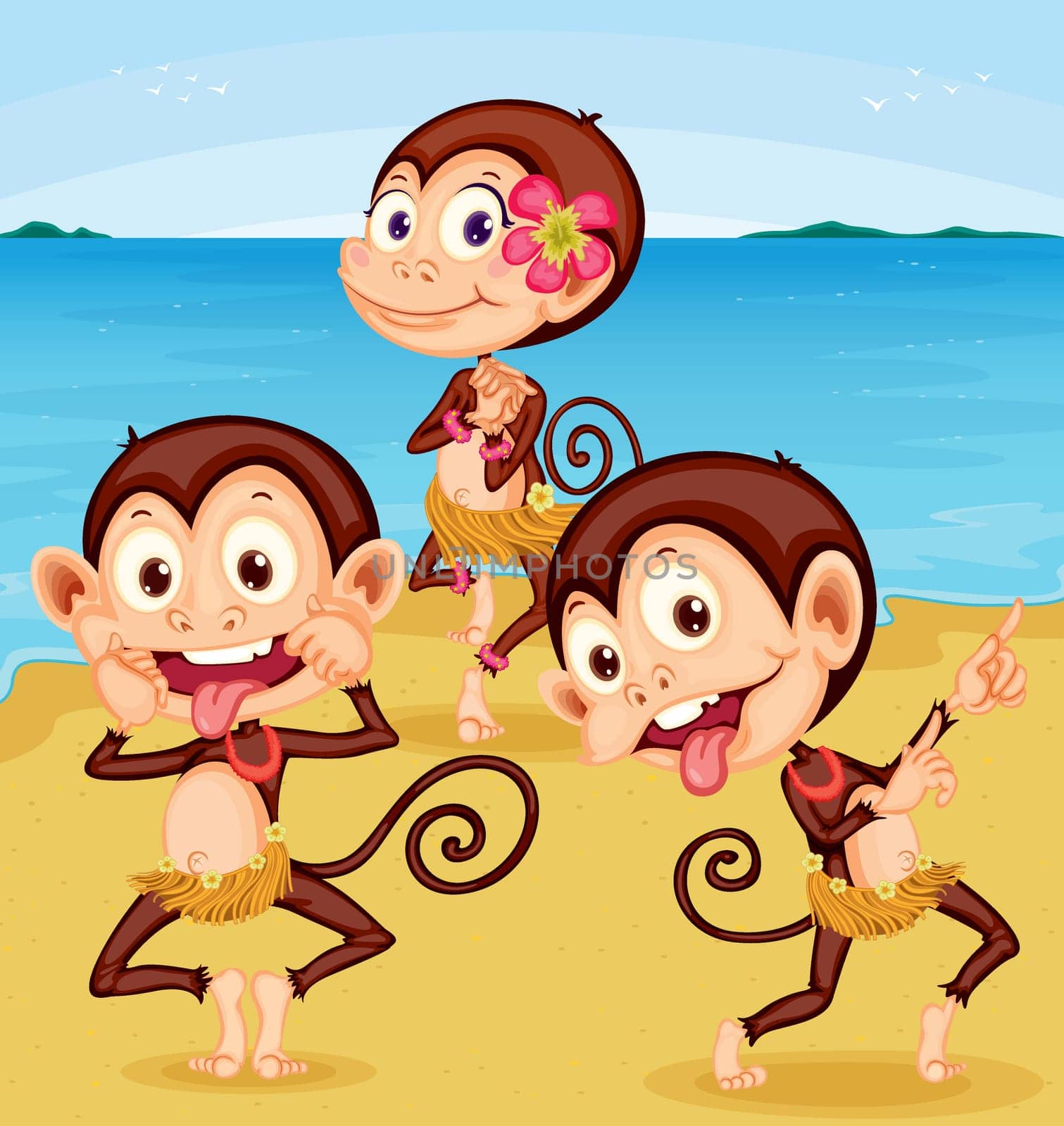 illustration of a monkeys on a hwite background
