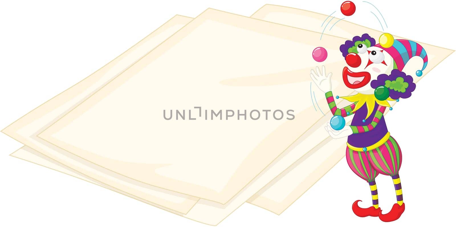 Clown paper illustration on white