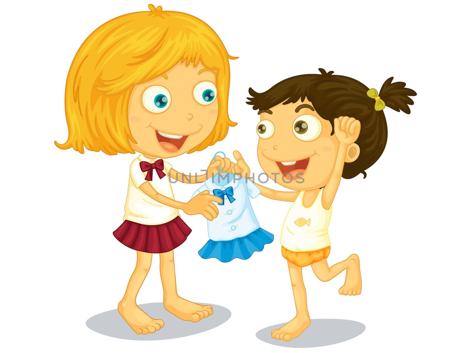 Illustration of sisters getting ready for school