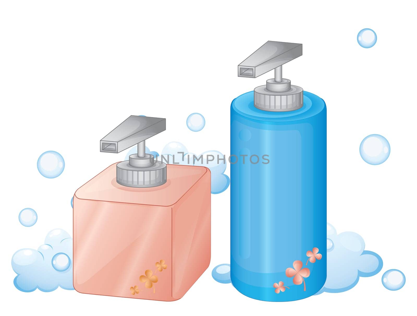 illustration of dispenser bottles on a white background