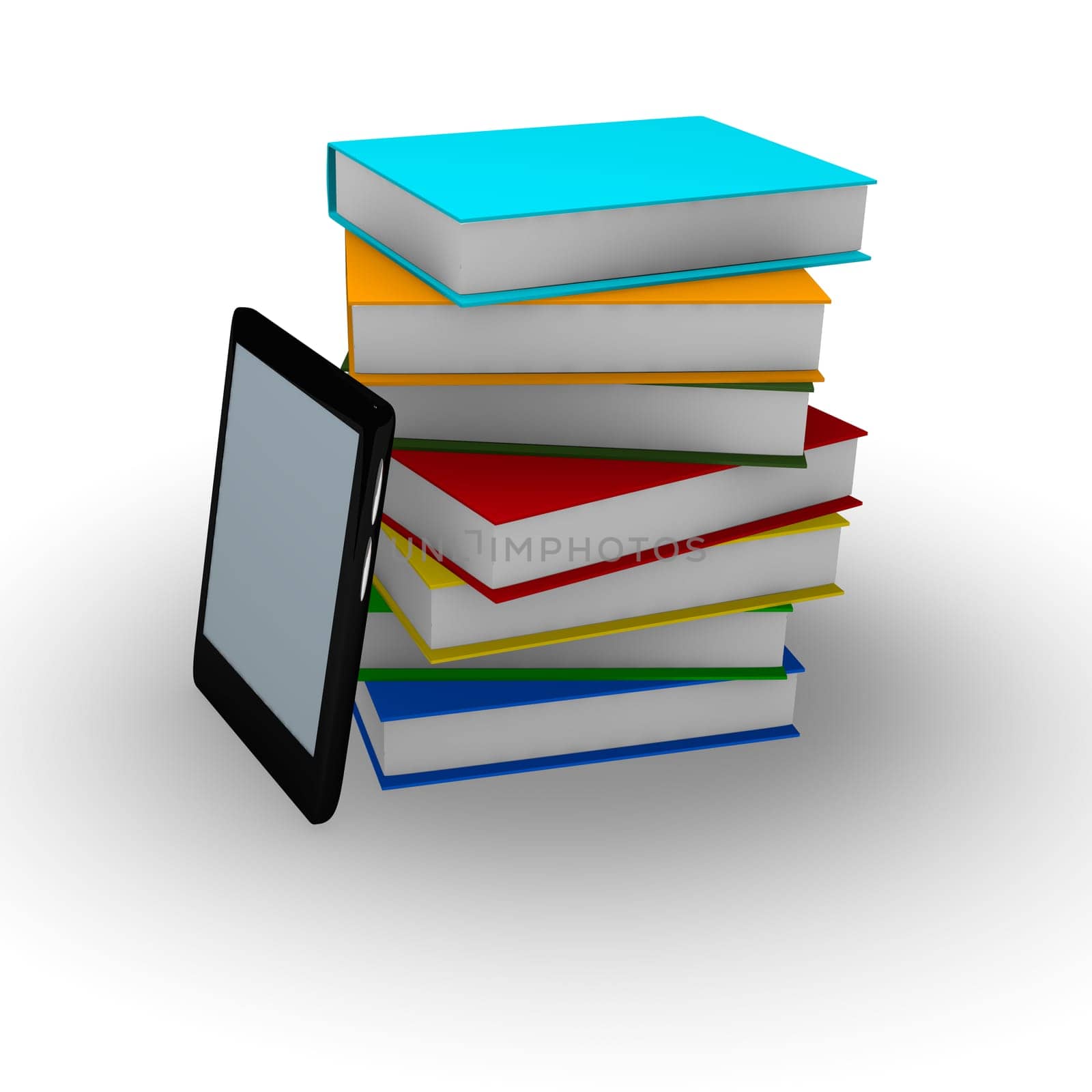 E-book reader with stacked books
