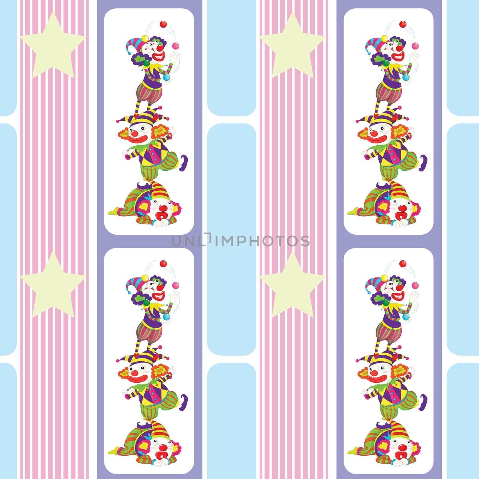 illustration of colorful jokers on a white background