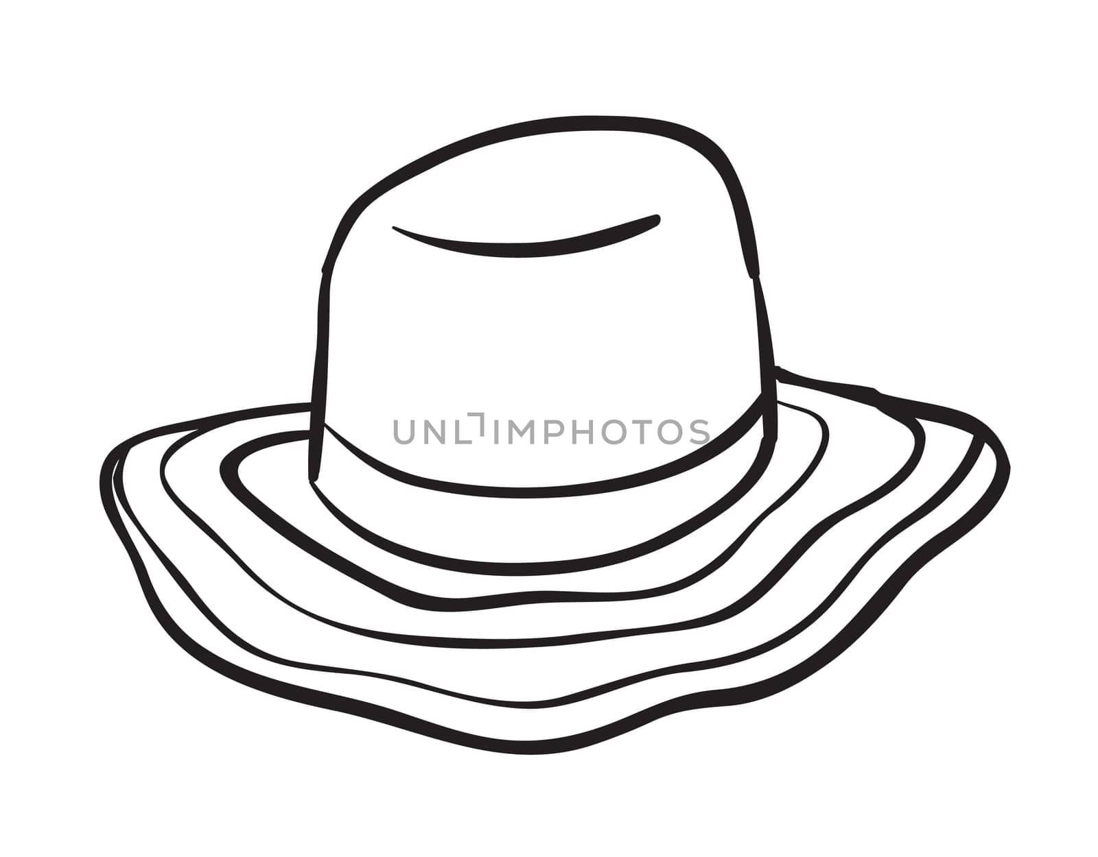 illustration of a hat outline on white background
