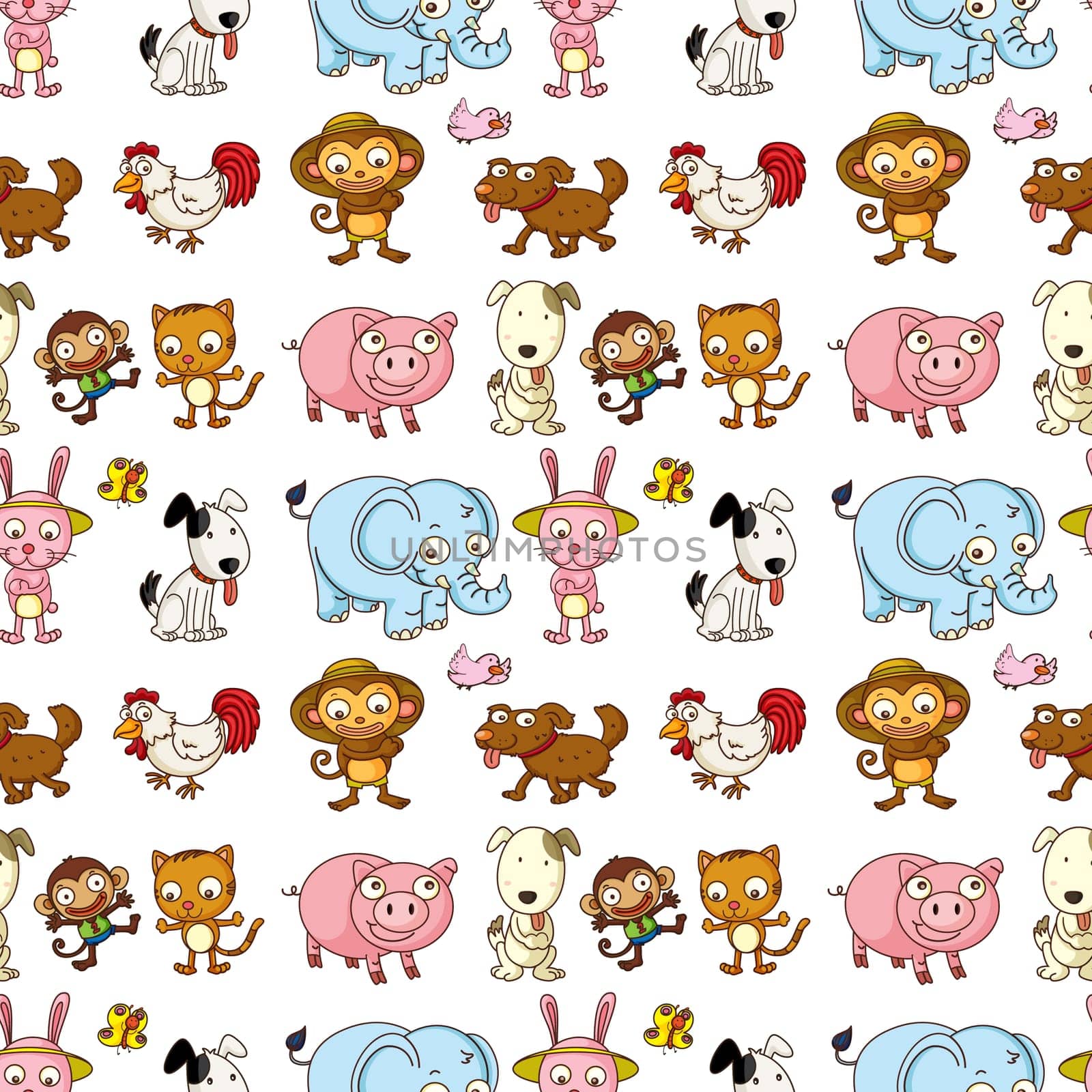 illustration of various animals on a white background