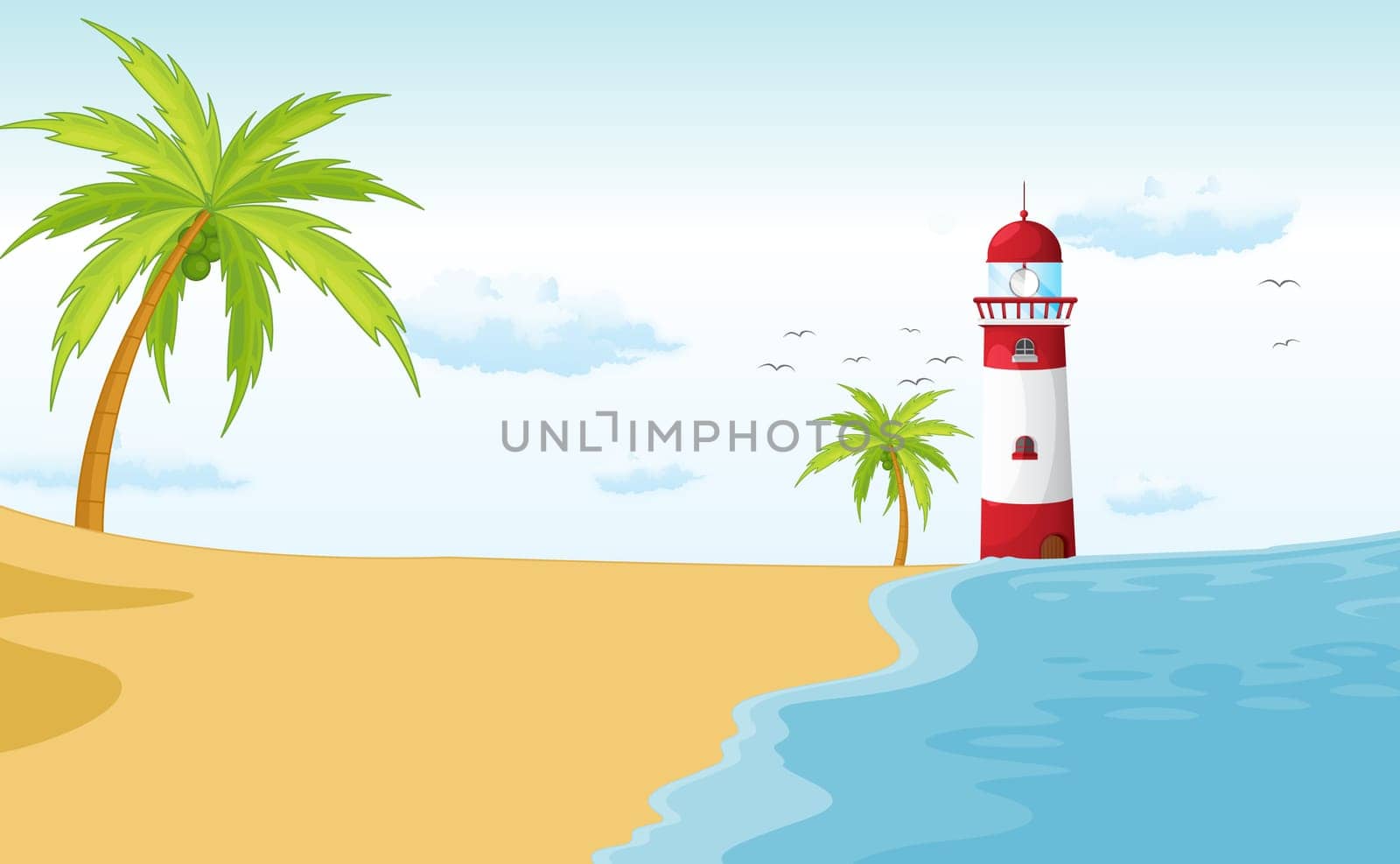illustration of a light house in a beautiful nature