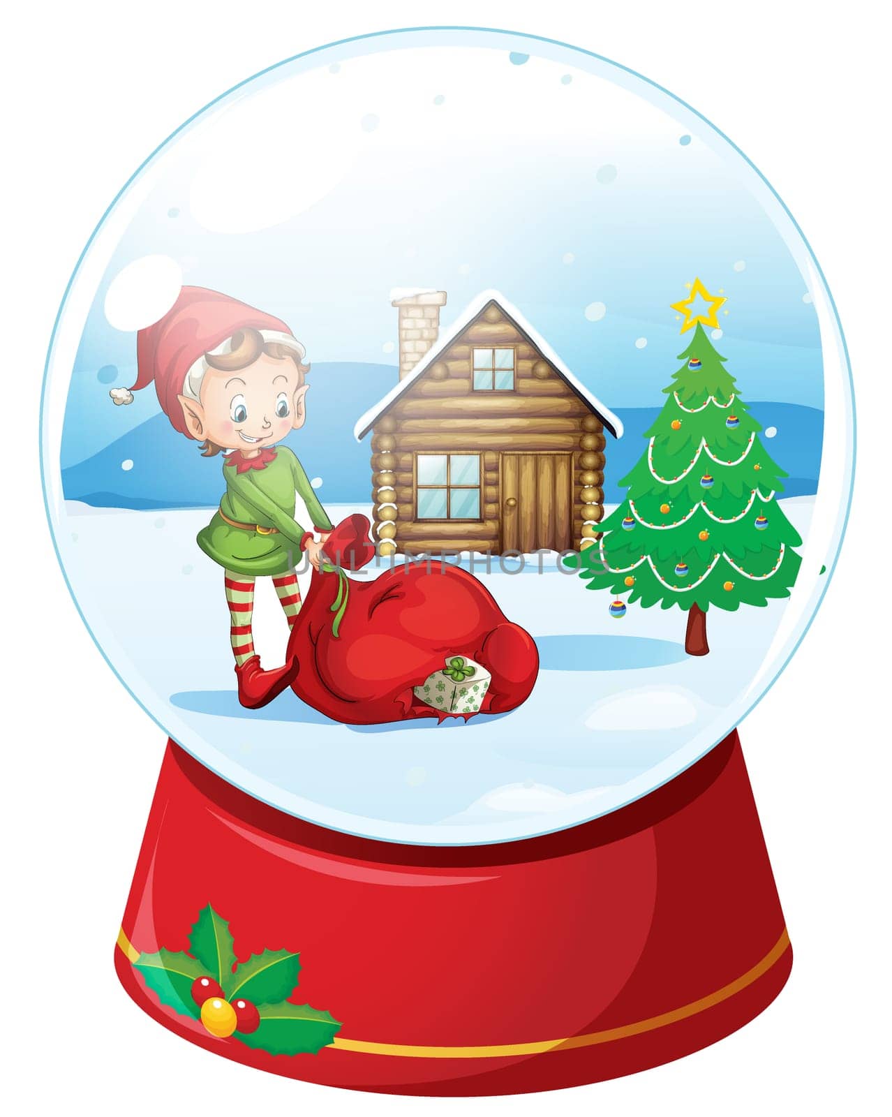 illustration of kids and a house in a round glass