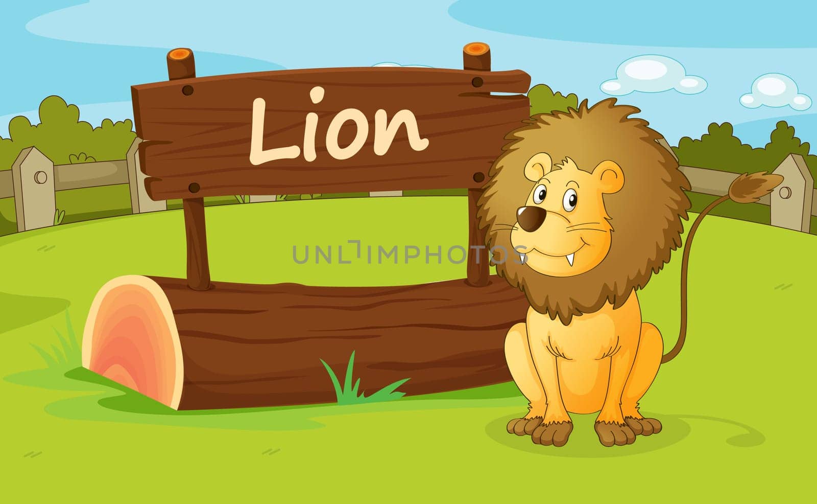 illustration of a lion in a beautiful nature
