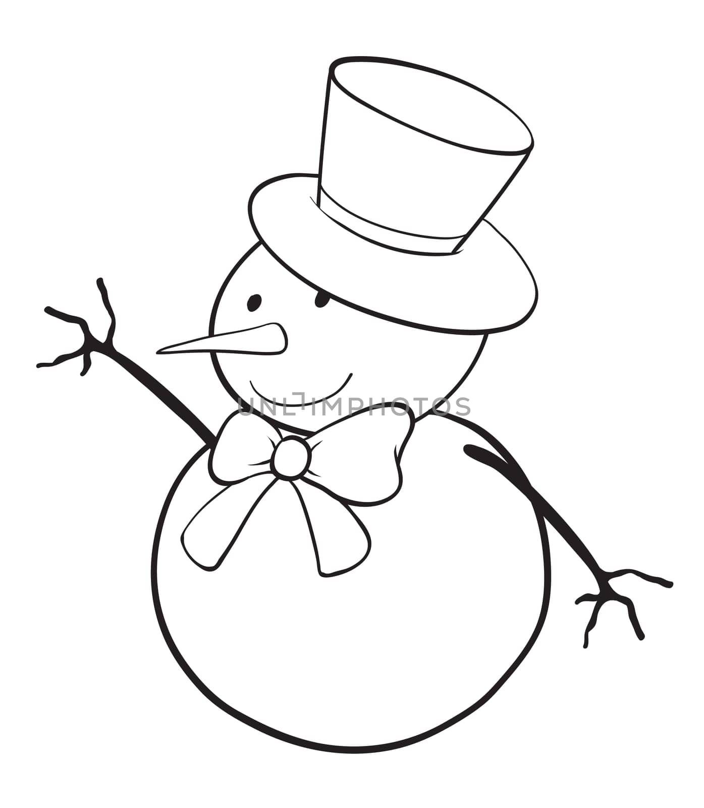 detailed illustration of a snowman on a white background