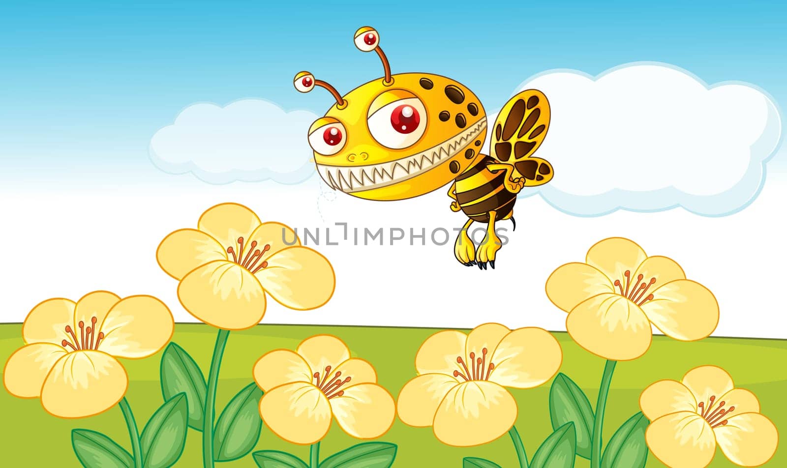 illustration of a bee in a beautiful nature