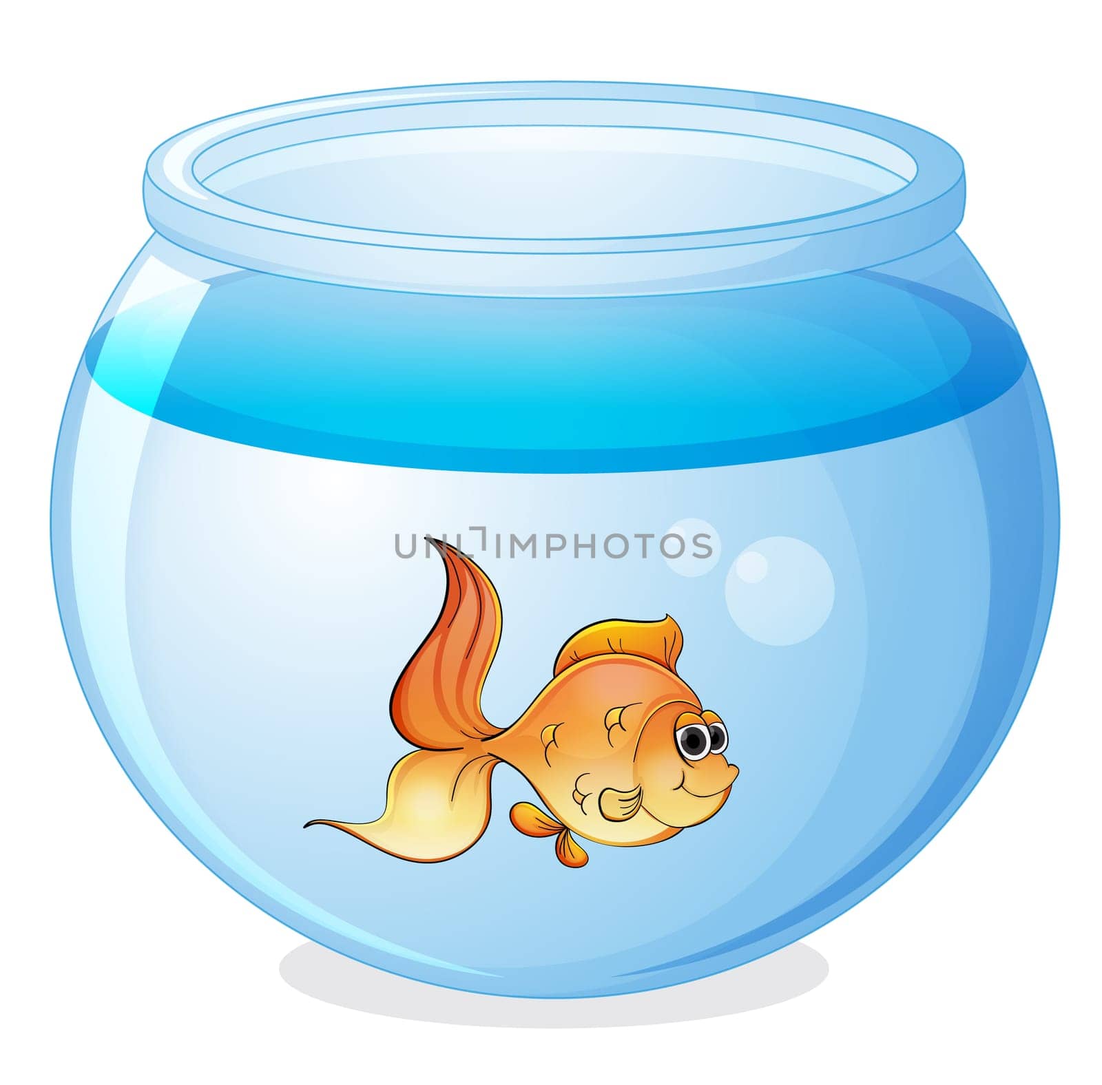 illustration of a fish and a bowl on a white background