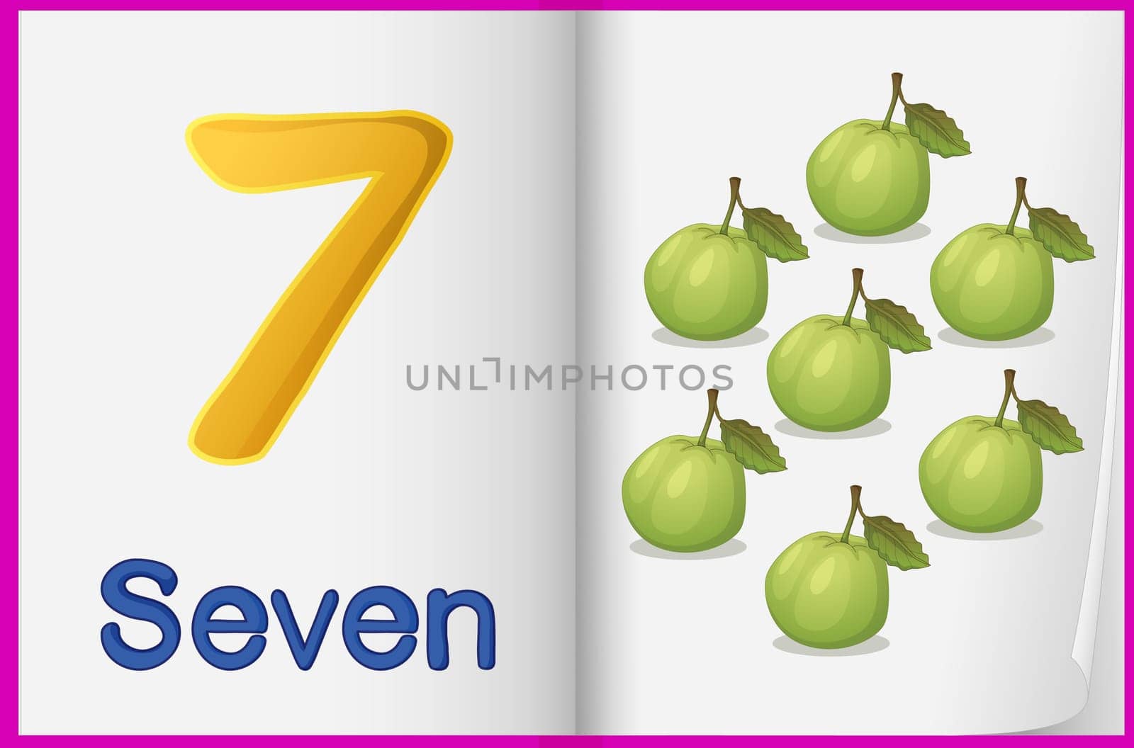Counting number illustration sheet in book