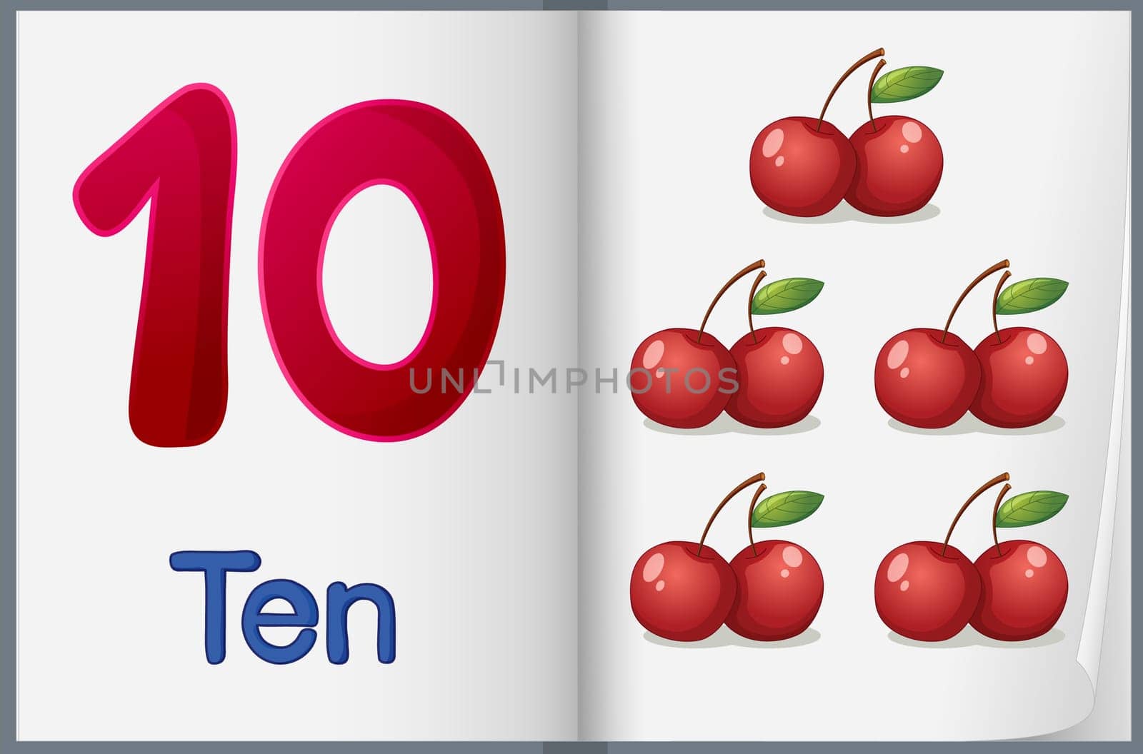 Counting number illustration sheet in book