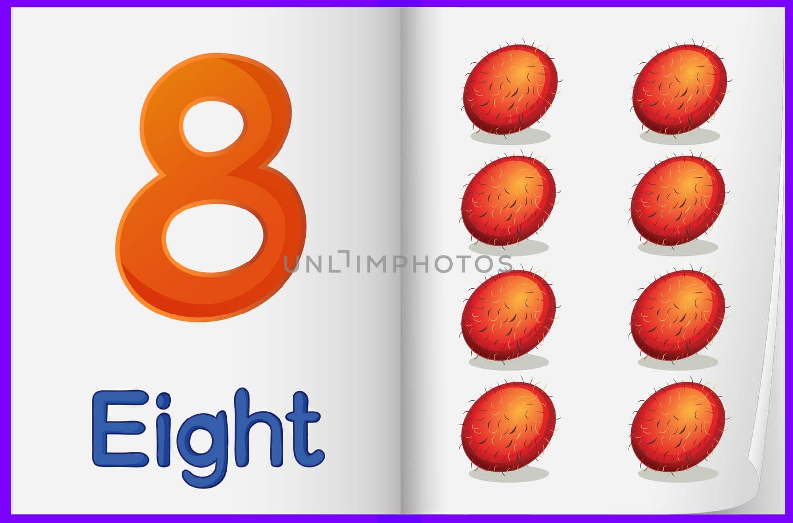 Counting number illustration sheet in book