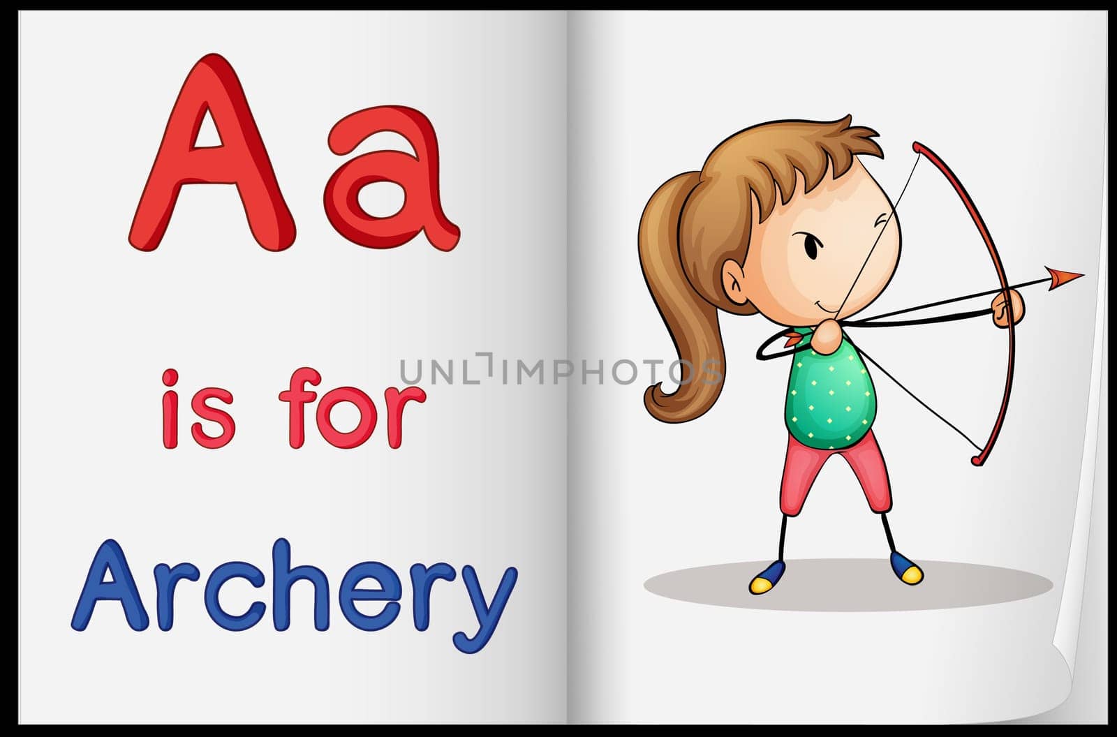 Illustrated voabulary learning sheet in a book