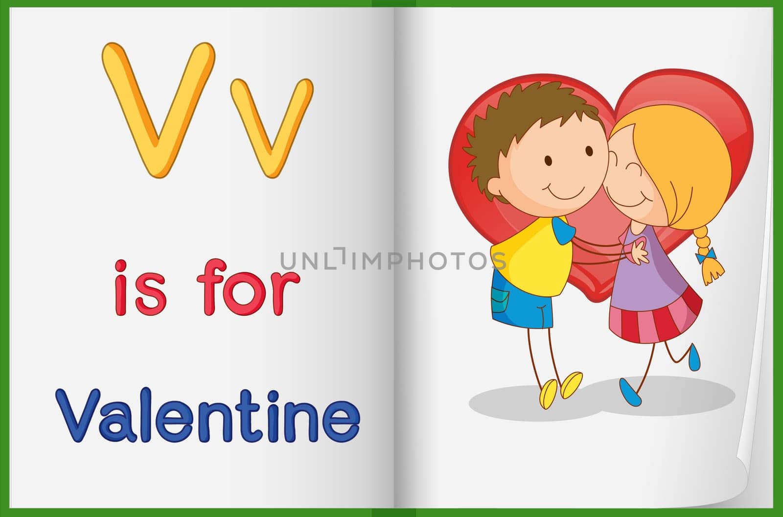 Illustrated voabulary learning sheet in a book