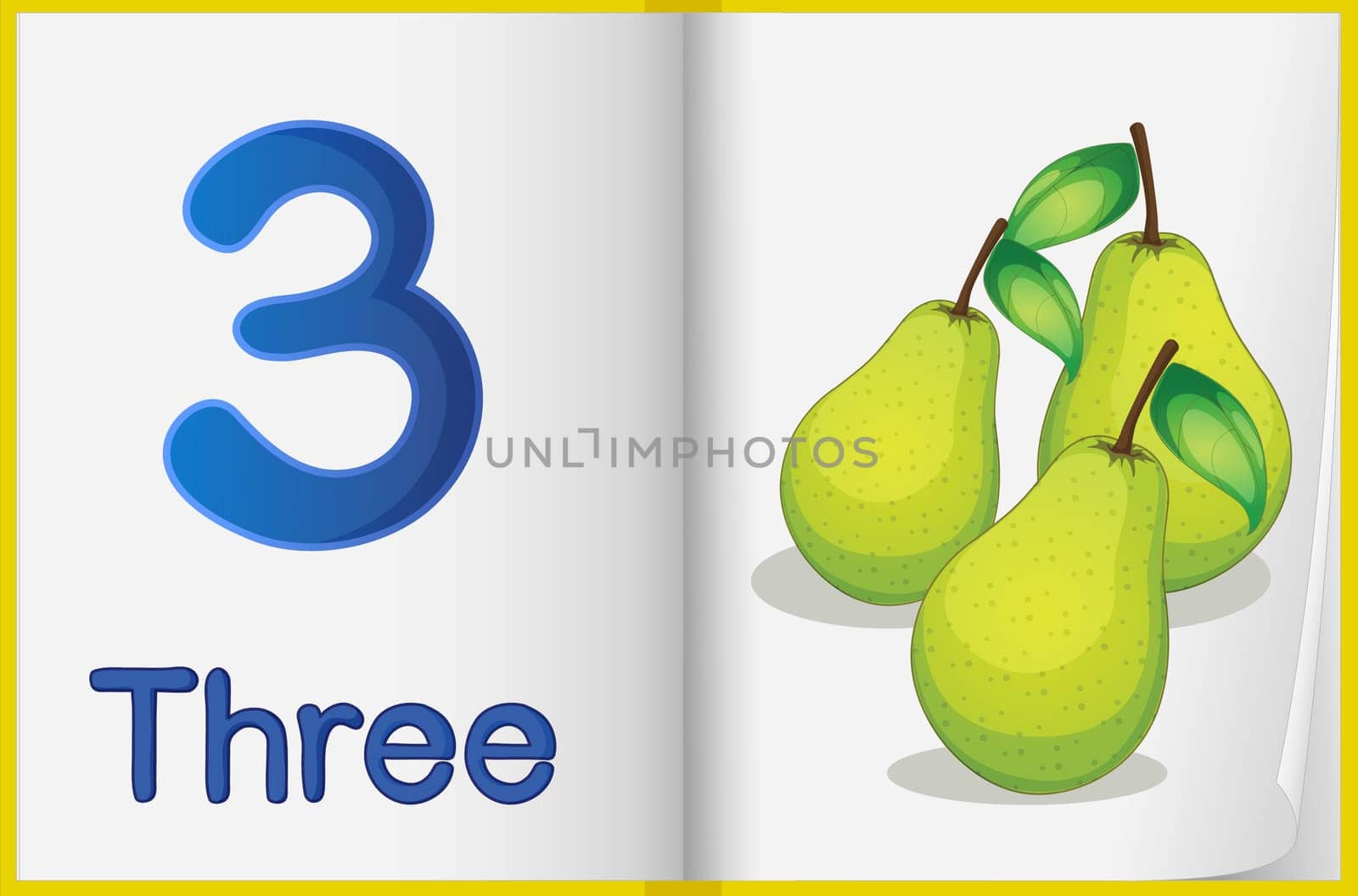 Counting number illustration sheet in book