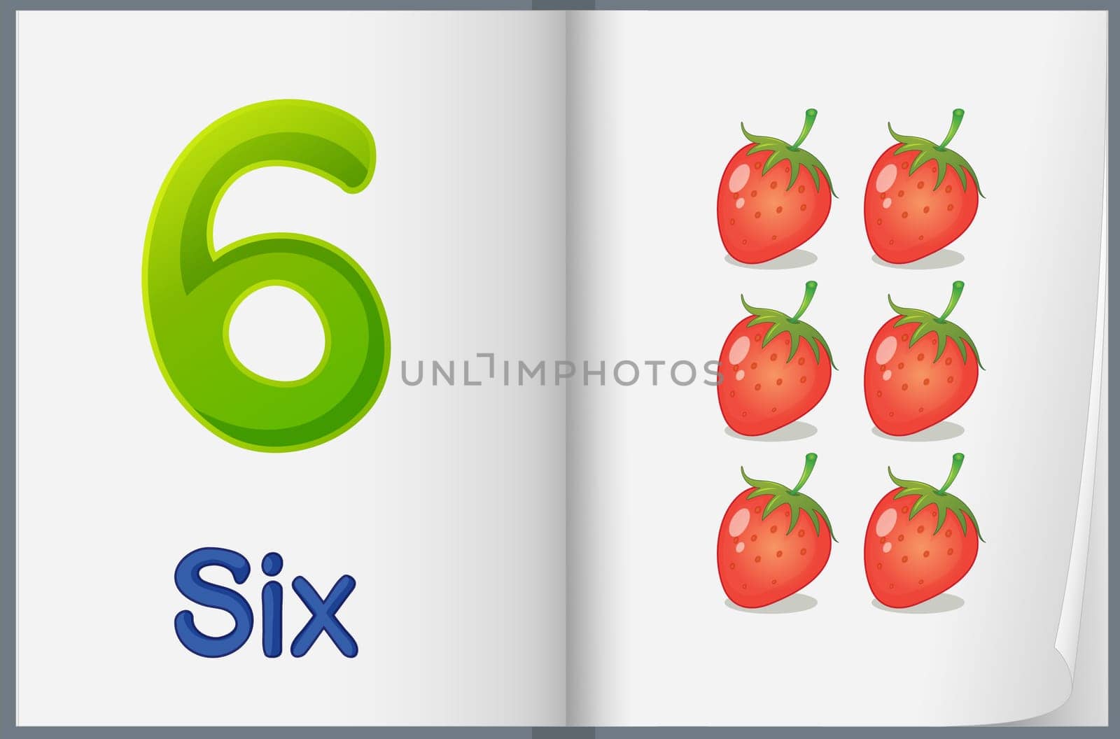 Counting number illustration sheet in book