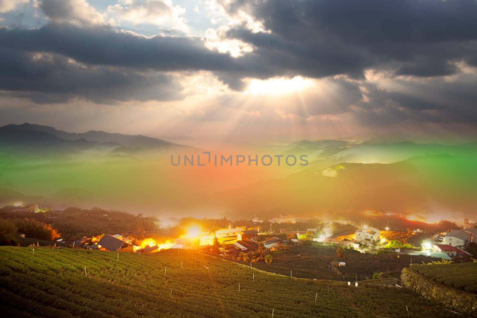 Alishan stone Zhuo Sunset, Taiwan. for adv or others purpose use