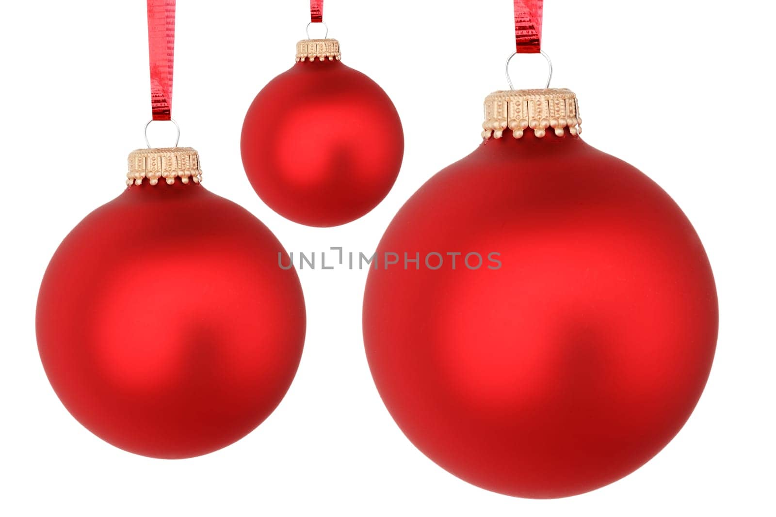 red christmas balls isolated on white